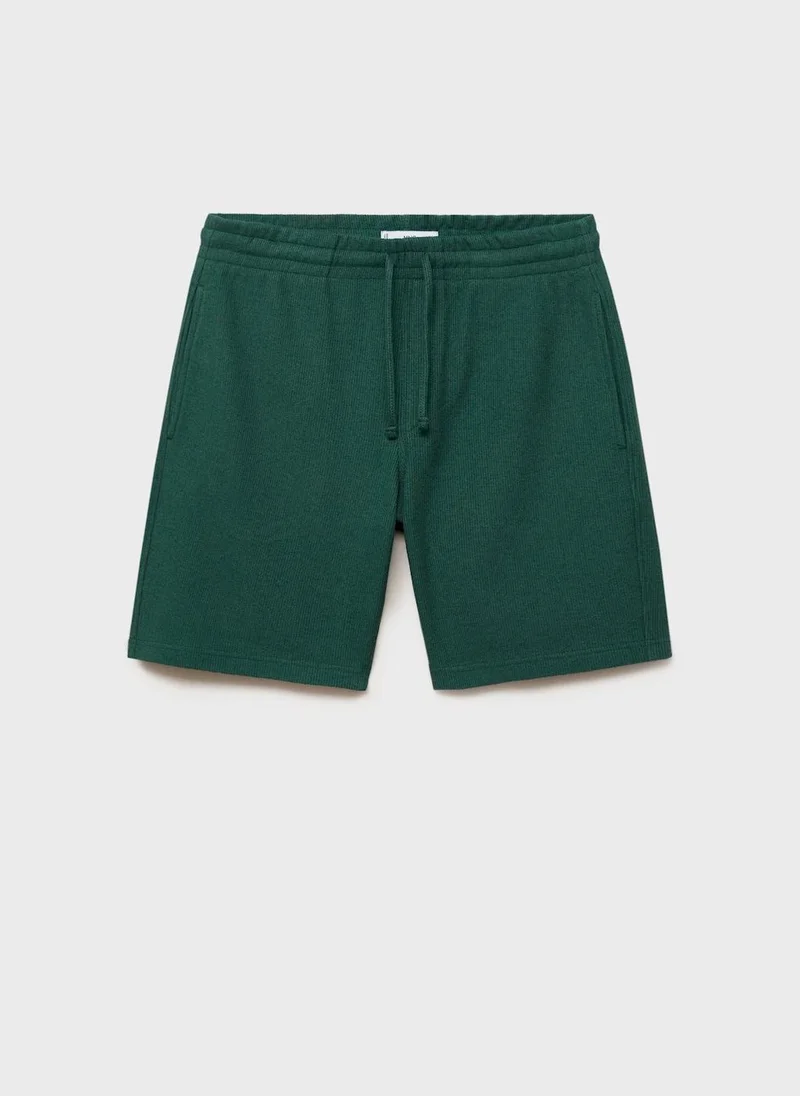 Mango Man  drawstring textured bermuda shorts for Men | Best Price UAE